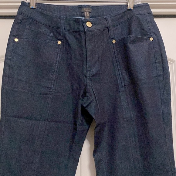 G.I.L.I. Wide Split Leg Denim Pants Jeans Womens 12P stretch Comfort Western - Picture 3 of 15